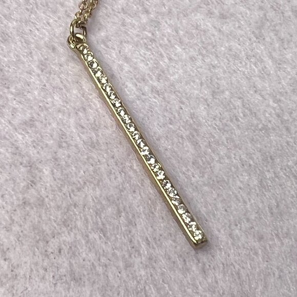 Charming Charlie Gold Plated CZ Bar Pendant Necklace - Picture 2 of 6